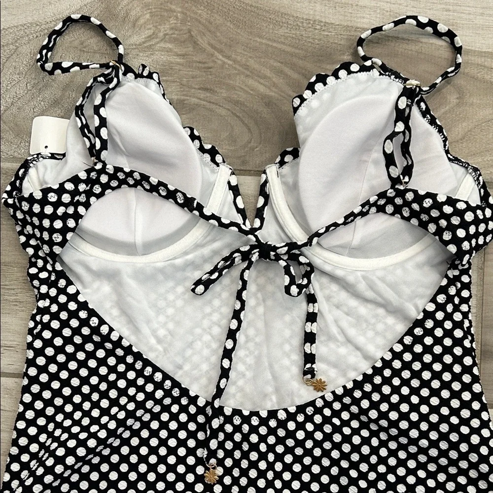 Jessica Simpson Black and White Polka Dot One-Piece Swimsuit